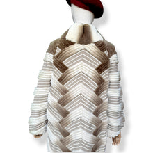 Load image into Gallery viewer, Vintage Rabbit Fur Chevron Coat in Cream and Mocha
