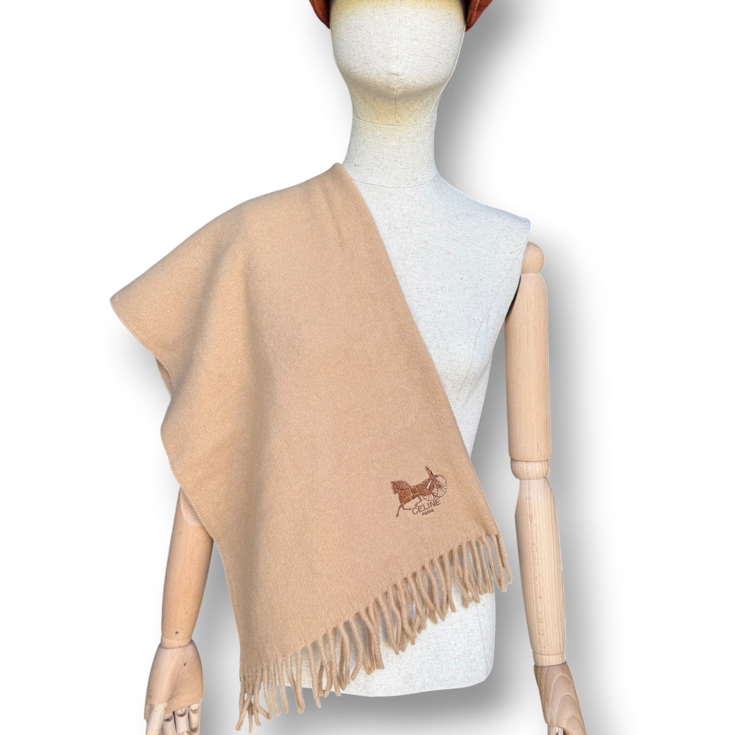 Vintage Celine Camel Wool Horse & Carriage Scarf – Vintage Swag SA