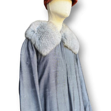 Load image into Gallery viewer, Vintage Silver Grey Coat with Removable Fur Lining &amp; Sheepskin Collar
