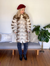 Load image into Gallery viewer, Vintage Rabbit Fur Chevron Coat in Cream and Mocha
