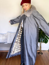 Load image into Gallery viewer, Vintage Silver Grey Coat with Removable Fur Lining &amp; Sheepskin Collar
