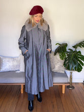 Load image into Gallery viewer, Vintage Silver Grey Coat with Removable Fur Lining &amp; Sheepskin Collar
