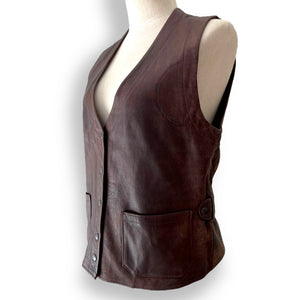 Vintage Chocolate Brown Leather Vest