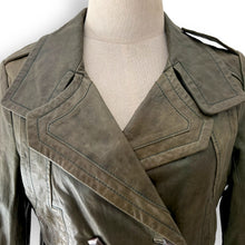 Load image into Gallery viewer, Vintage Khaki Green Leather Coat
