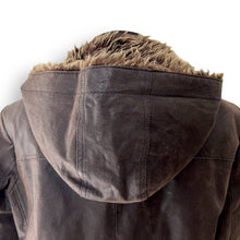 Load image into Gallery viewer, Vintage Brown Leather Anorak with Faux Fur Trim
