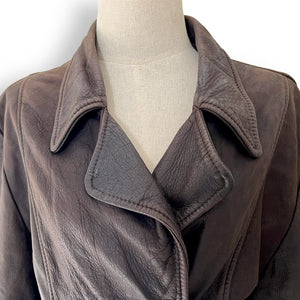 Vintage Chocolate Brown Leather Coat