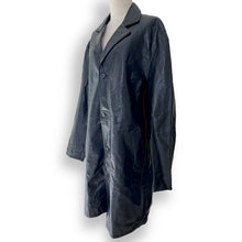 Load image into Gallery viewer, Vintage Black Leather Coat
