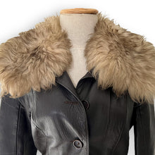 Load image into Gallery viewer, Vintage 1970&#39;s Fur Trim Leather Coat
