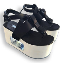 Load image into Gallery viewer, Vintage Prada Platform Sandals with Satin Bow
