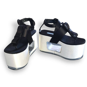 Vintage Prada Platform Sandals with Satin Bow