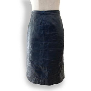 Vintage Black Leather Pencil Skirt