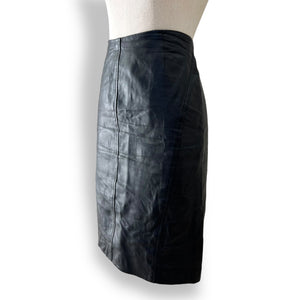 Vintage Black Leather Pencil Skirt