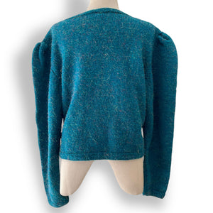 Vintage Turquoise Bell Sleeved Cardigan