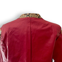 Load image into Gallery viewer, Vintage Cherry Red Leather Jacket with Snakeskin Trim
