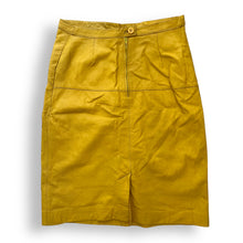 Load image into Gallery viewer, Vintage Mustard Leather Midi Skirt
