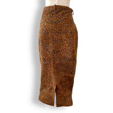 Load image into Gallery viewer, Vintage Leopard Print Suede Midi Skirt
