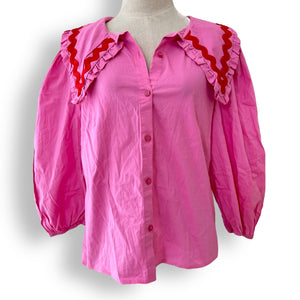 Precious Pink Dog Collar Blouse by Me&B