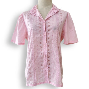 Vintage Anglaise Pink Cotton Blouse