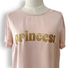 Load image into Gallery viewer, Luxe Sheer Tshirt with Upcycled Princess Applique
