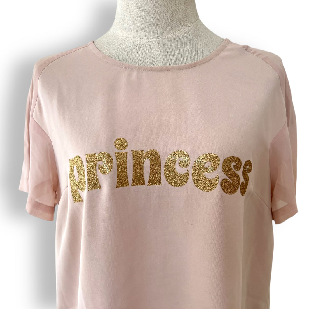 Luxe Sheer Tshirt with Upcycled Princess Applique