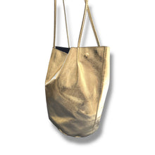 Load image into Gallery viewer, Unbillion Metallic Gold Leather Shopper Tote
