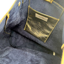 Load image into Gallery viewer, Unbillion Metallic Gold Leather Shopper Tote
