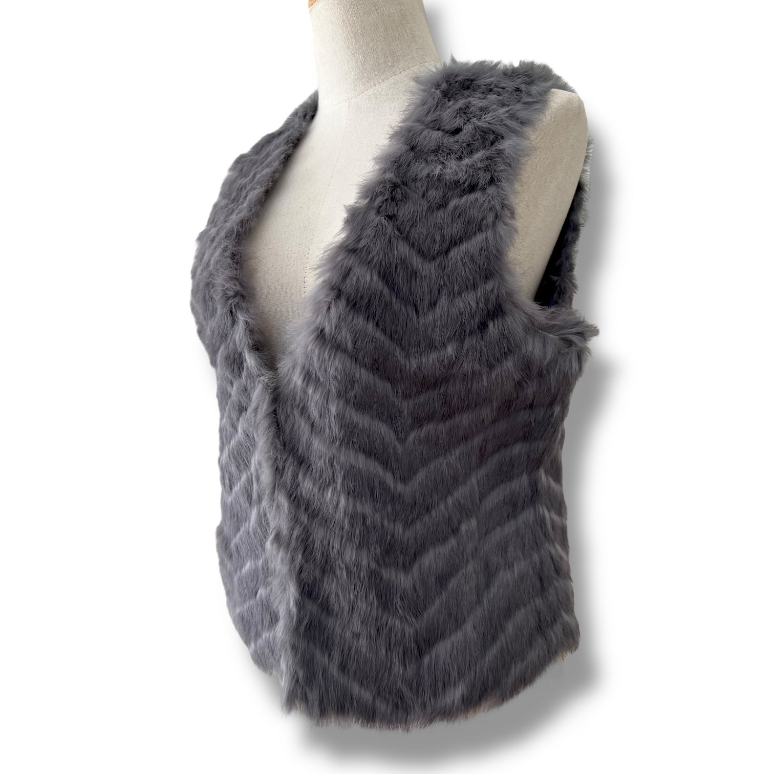 Vintage Grey Rabbit Fur Vest