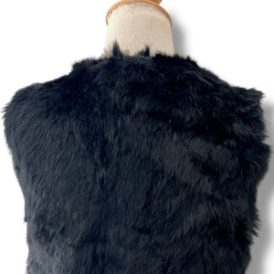 Black Rabbit Fur Gilet with Beaded Detail