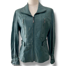 Load image into Gallery viewer, Vintage Forest Green Leather Jacket
