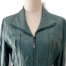 Load image into Gallery viewer, Vintage Forest Green Leather Jacket
