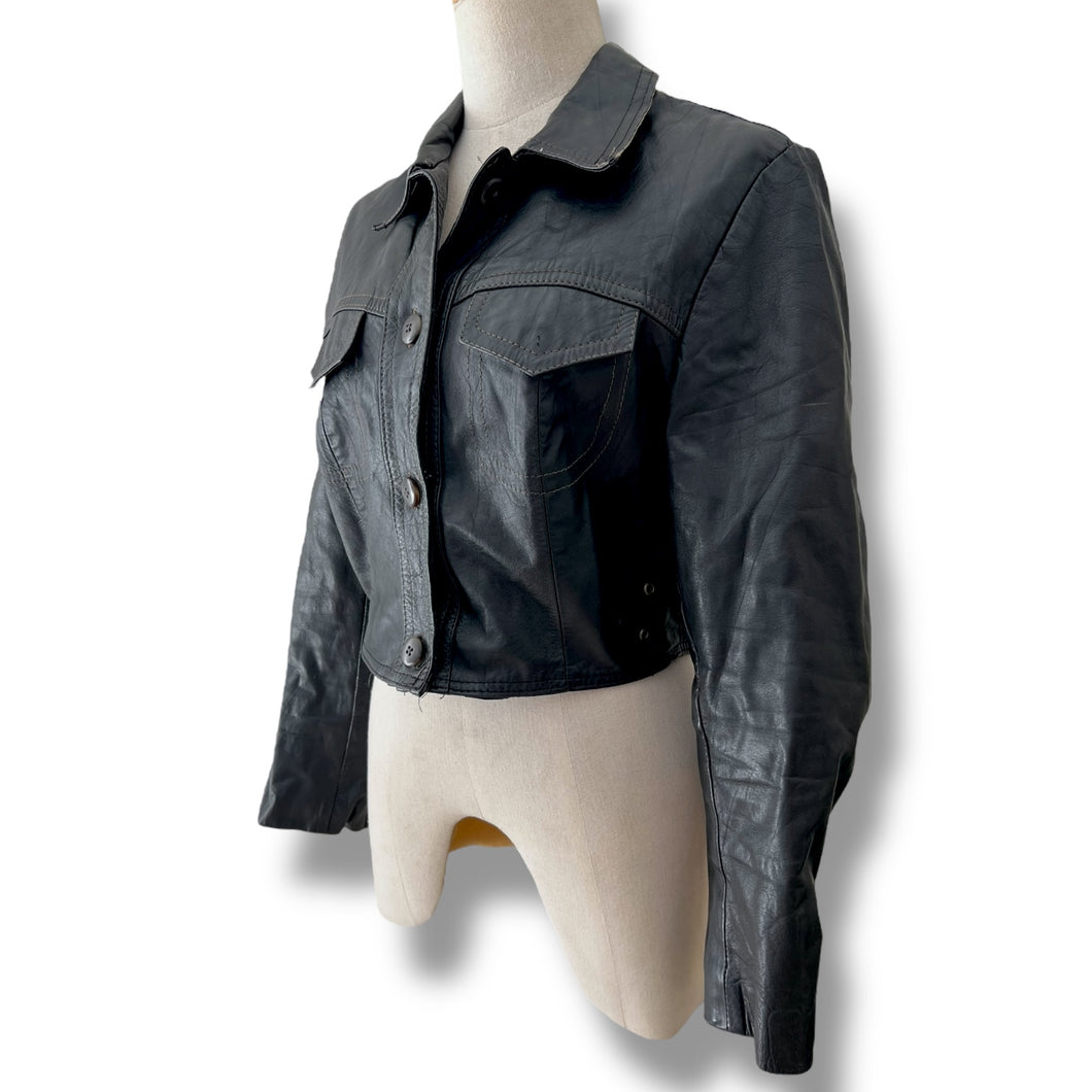 Vintage Cropped Leather Jacket
