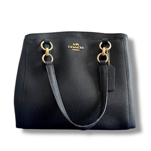 Navy Coach Minetta Saffiano Leather Tote
