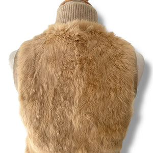 Vintage Beige Rabbit Fur and Knit Vest