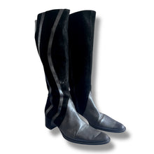Load image into Gallery viewer, Vintage Black Suede &amp; Leather Knee-High Boots – UK 7
