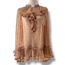 Load image into Gallery viewer, Zimmermann Silk Dot Ruffle Blouse in Rust
