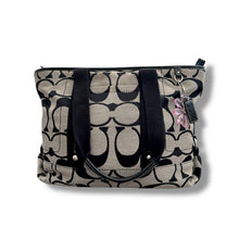Load image into Gallery viewer, Coach Black &amp; Grey Signature Jacquard Tote
