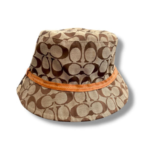 Coach Monogram Canvas Bucket Hat with Leather Trim – M/L