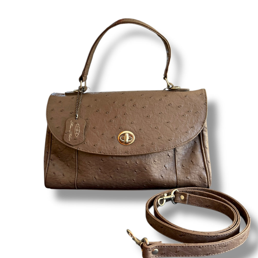 Vintage Ostrich Skin Top-Handle Bag