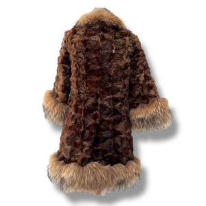Vintage Sable Fur Coat with Raccoon Trim