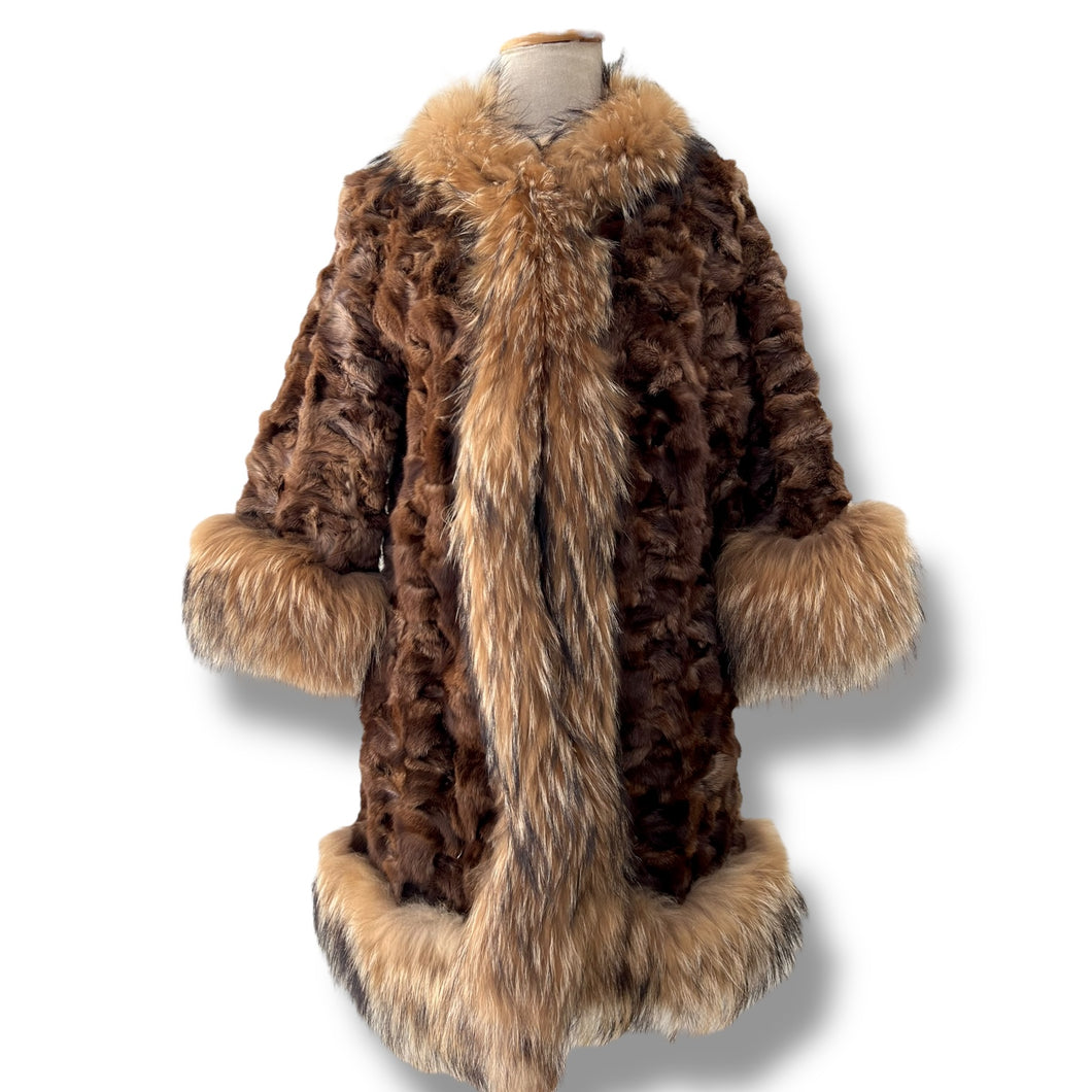 Vintage Sable Fur Coat with Raccoon Trim