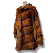 Load image into Gallery viewer, Vintage Rabbit Fur Coat in Auburn and Chocolate Hues
