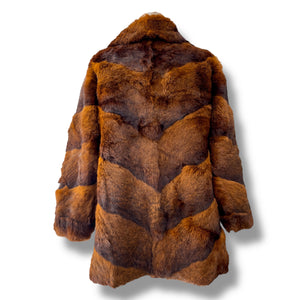 Vintage Rabbit Fur Coat in Auburn and Chocolate Hues