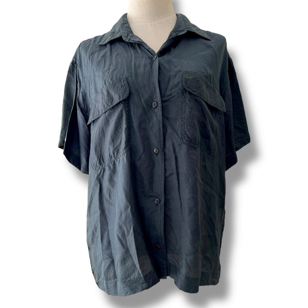 Late ‘90s Silk Button-Up in Washed Charcoal