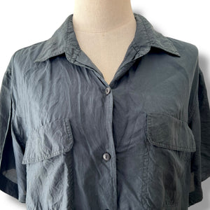 Late ‘90s Silk Button-Up in Washed Charcoal