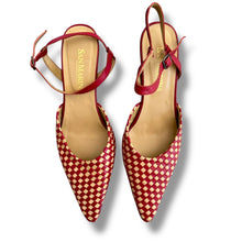 Load image into Gallery viewer, San Marina Red Woven Slingback Heels – EU39/UK6
