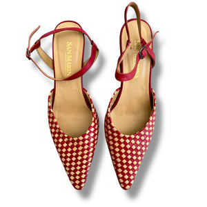 San Marina Red Woven Slingback Heels – EU39/UK6