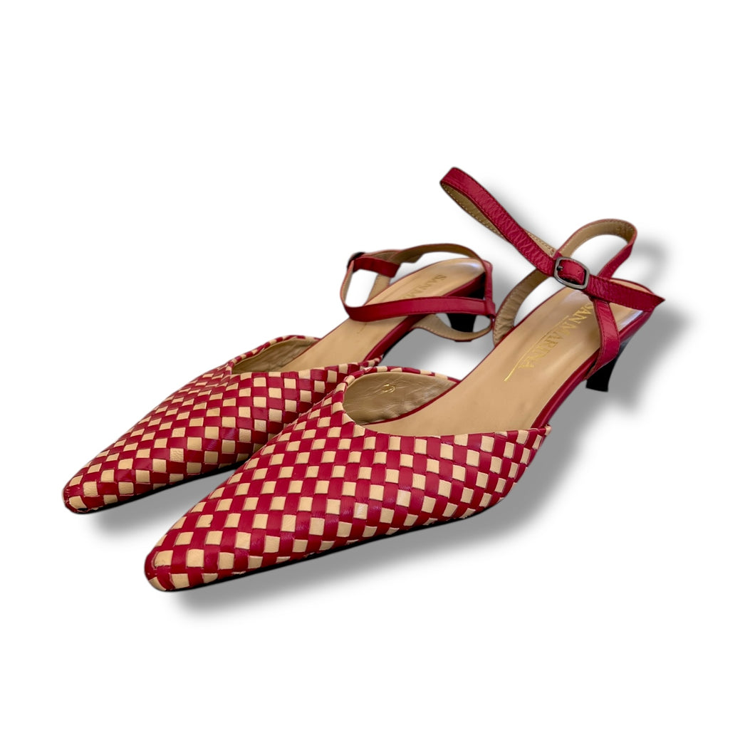 San Marina Red Woven Slingback Heels – EU39/UK6