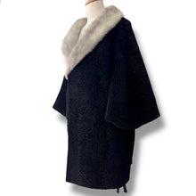 Load image into Gallery viewer, Vintage Black Persian Lamb Coat with Pale Mink Collar
