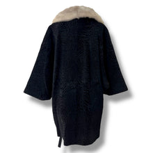 Load image into Gallery viewer, Vintage Black Persian Lamb Coat with Pale Mink Collar

