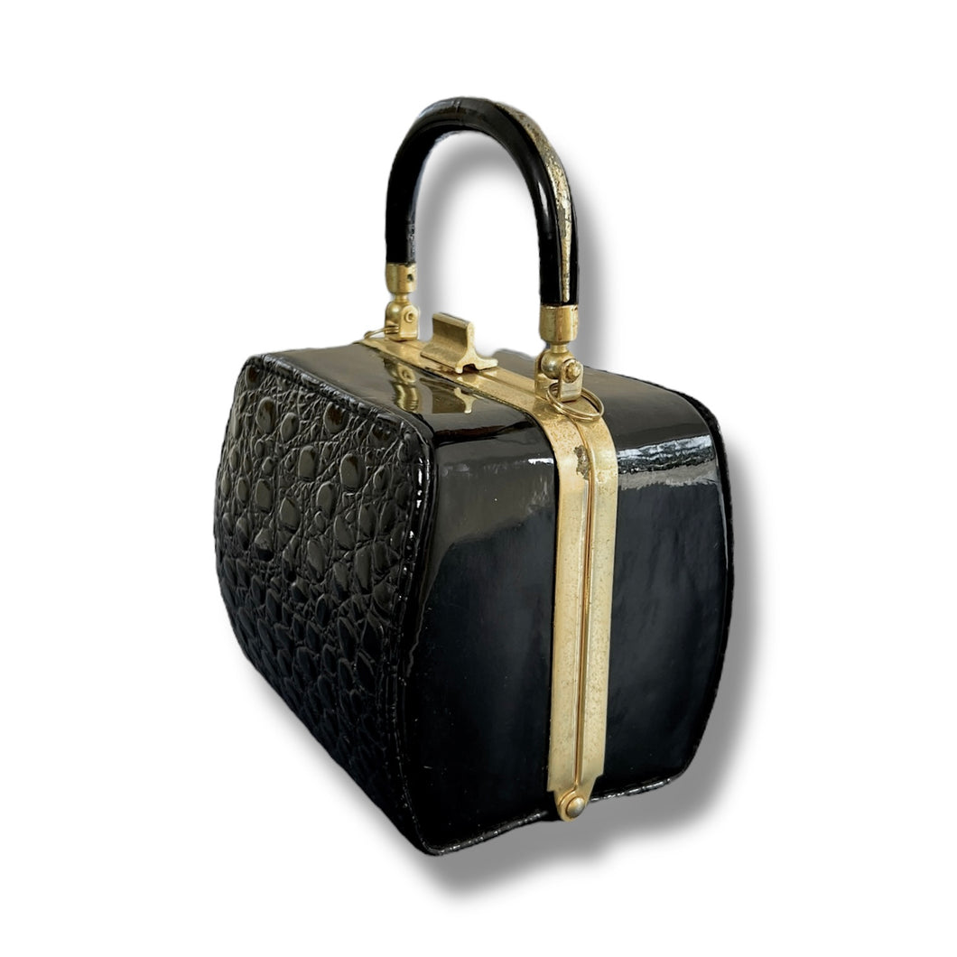 Vintage Mock-Croc Mini Top-Handle Bag
